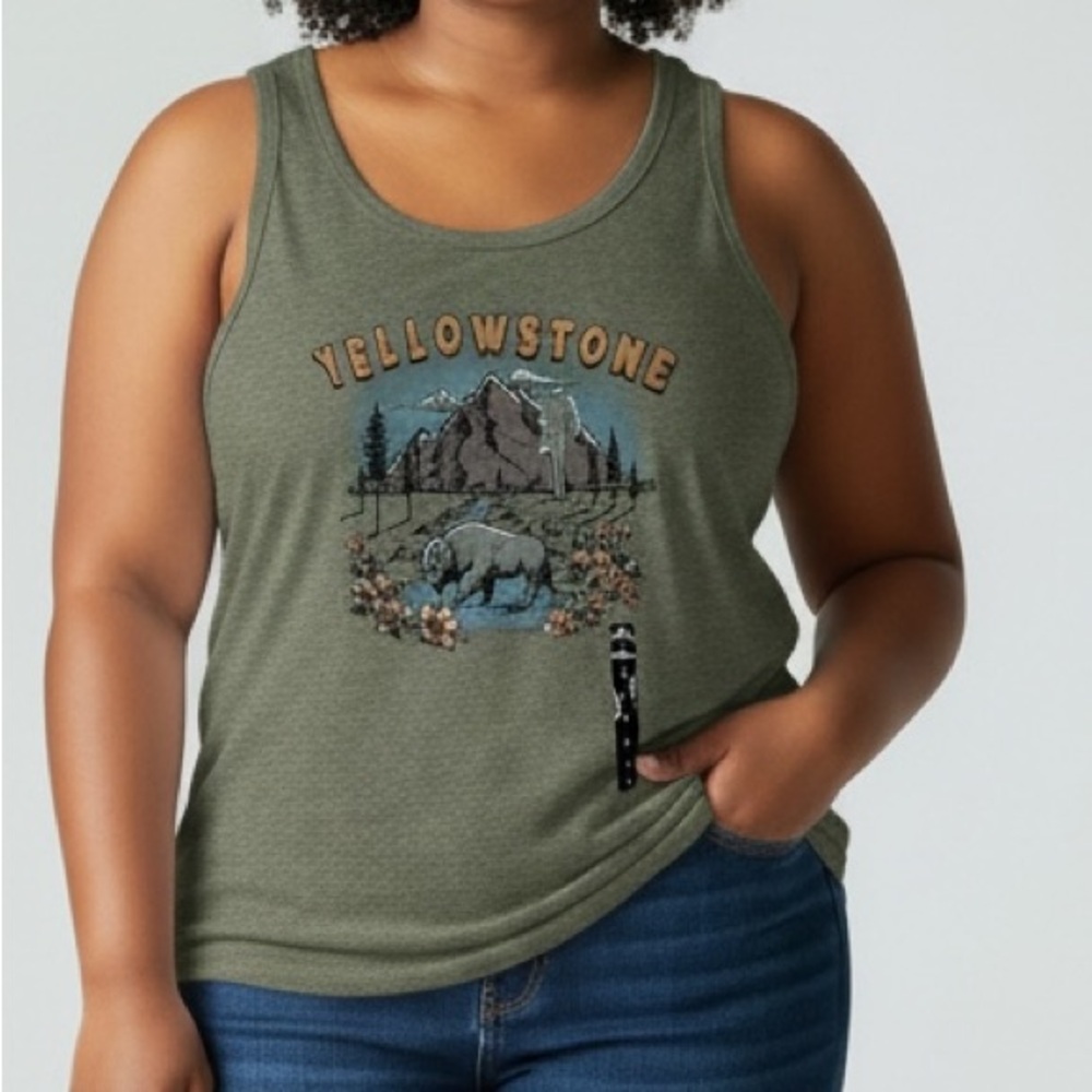 Torrid Green Yellowstone Graphic Tank Top size 1